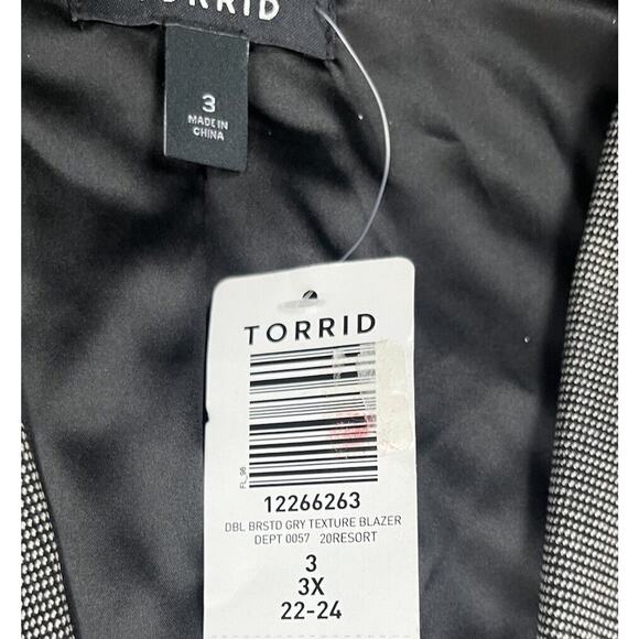 Torrid Textured Double Breast Dark Pearl Grey Blazer Open Front Plus Size 3X New - Picture 7 of 8